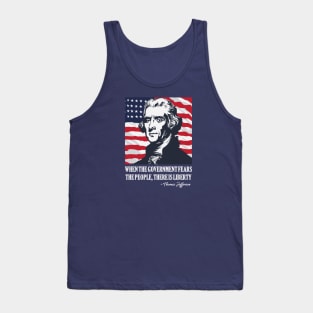 Thomas Jefferson - American Flag - 4th of July Tank Top